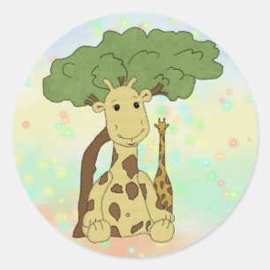 Giraffe classic round sticker