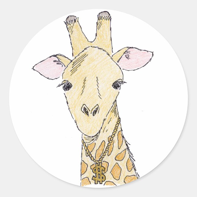 giraffe classic round sticker (Front)