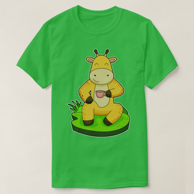 Giraffe Coffee Cup T-Shirt (Design Front)