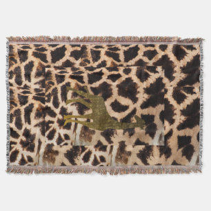 Giraffe Collage Art Animal Safari Zoo Colourful Throw Blanket