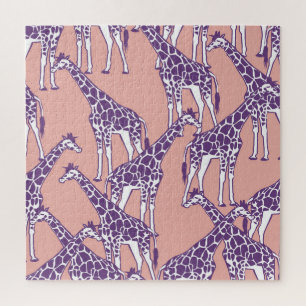 Giraffe Colourful Spots Vintage Safari Illustratio Jigsaw Puzzle