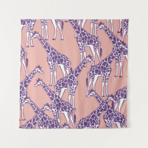 Giraffe Colourful Spots Vintage Safari Illustratio Tapestry