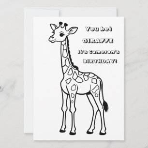Giraffe Colouring Party Digital Download  Invitation