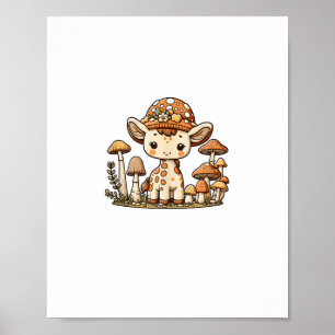Giraffe Cottagecore Mushroom _1 Poster
