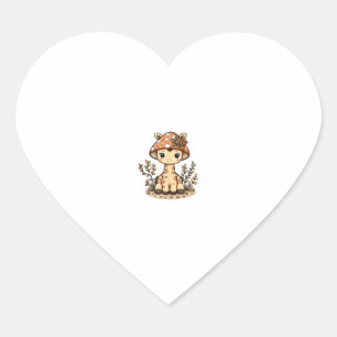 Giraffe Cottagecore Mushroom Heart Sticker