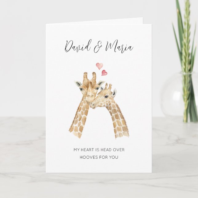 Giraffe Couple Anniversary Card (Front)