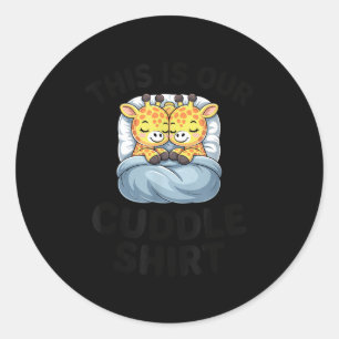 Giraffe Couple Cute Love This Is Our Cuddle  Classic Round Sticker