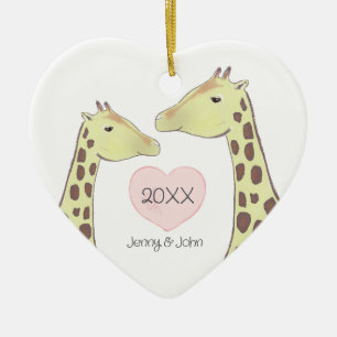 Giraffe Couple Engagement/ Wedding Ceramic Tree Decoration
