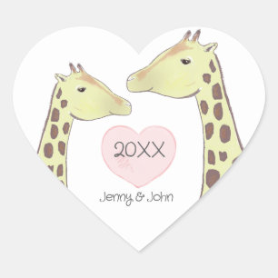 Giraffe Couple Engagement/ Wedding Heart Sticker