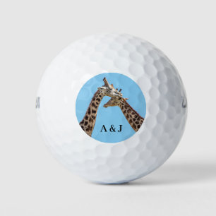 Giraffe Couple Monogram Photo Golf Balls