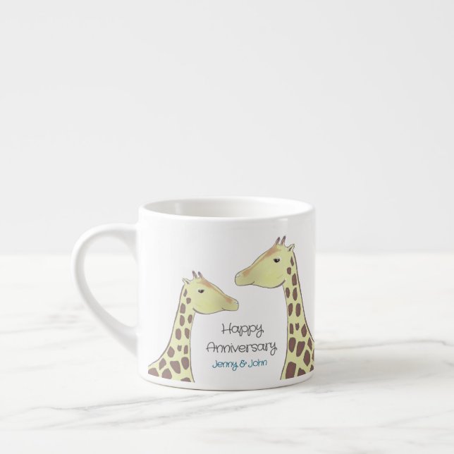 Giraffe Couple Wedding Anniversary Espresso Cup (Left)