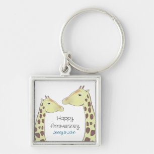 Giraffe Couple Wedding Anniversary Key Ring
