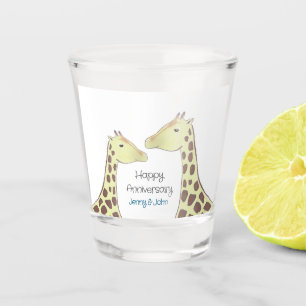 Giraffe Couple Wedding Anniversary Shot Glass