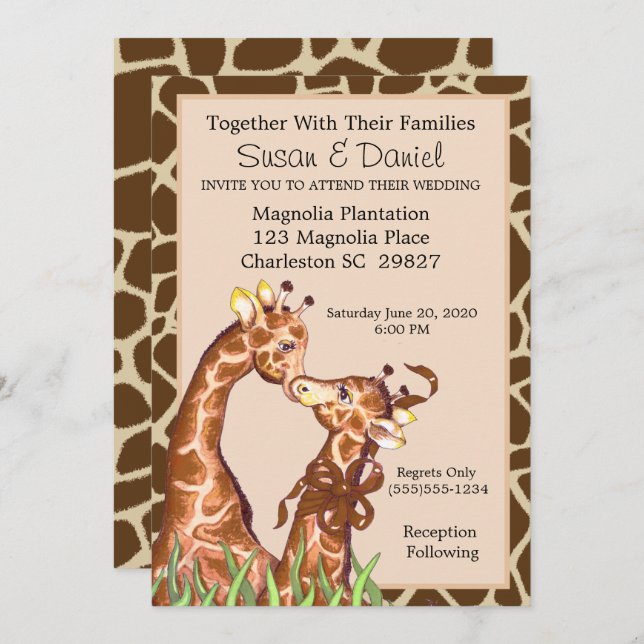 Giraffe Couple Wedding Invitation (Front/Back)