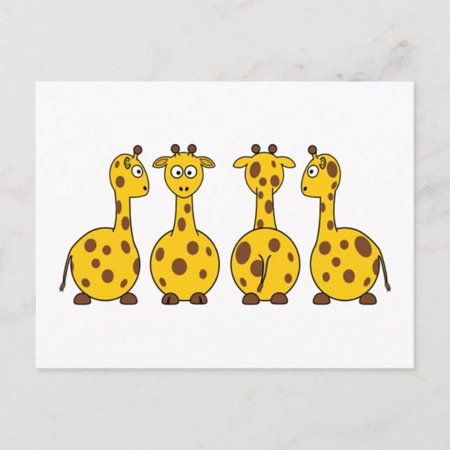 Giraffe Cute Cartoon Postcard (Front)