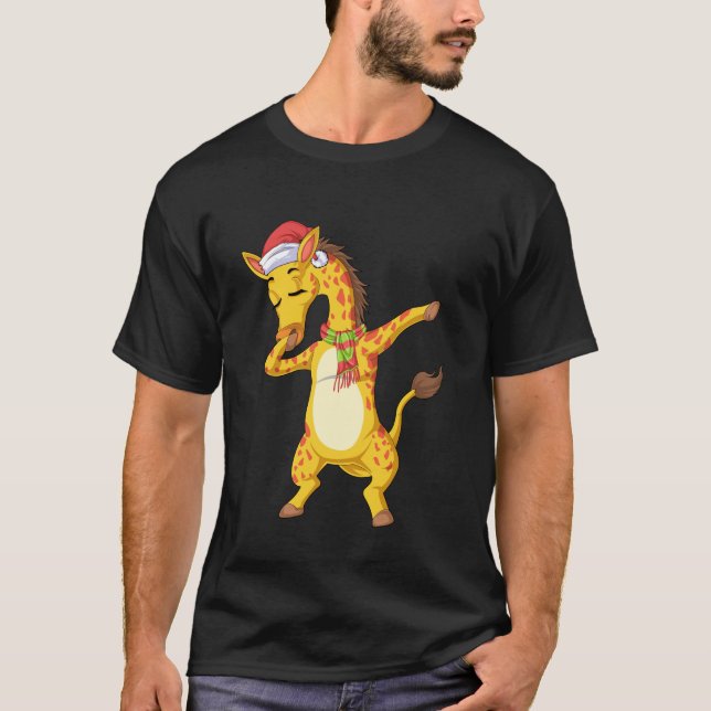 Giraffe dabbing christmas T-Shirt (Front)