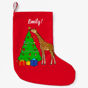 Giraffe Decorating Christmas Tree with Star Large Small Christmas Stocking