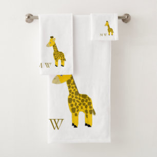 Giraffe Design Monogrammed Bath Towel Set