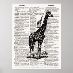 Giraffe Dictionary Art Poster
