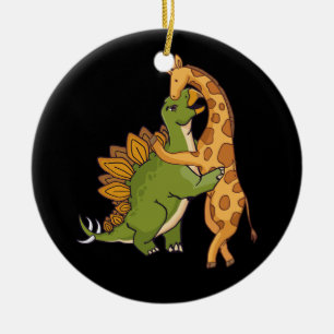 Giraffe Dinosaur Hug Love Dino Animals Safari Hall Ceramic Tree Decoration