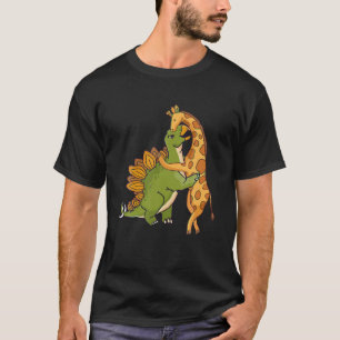Giraffe Dinosaur Hug Love Dino Animals Safari Hall T-Shirt
