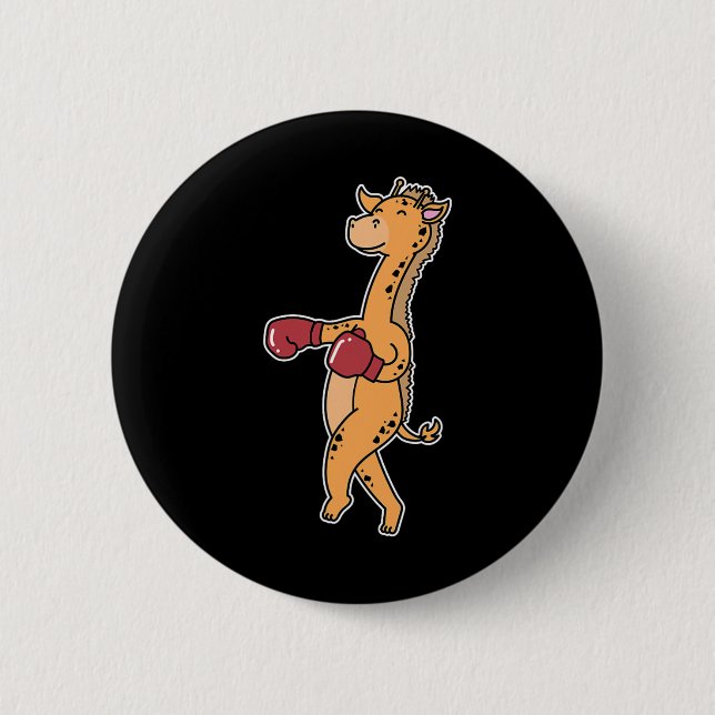 Giraffe Does Boxing  6 Cm Round Badge (Front)