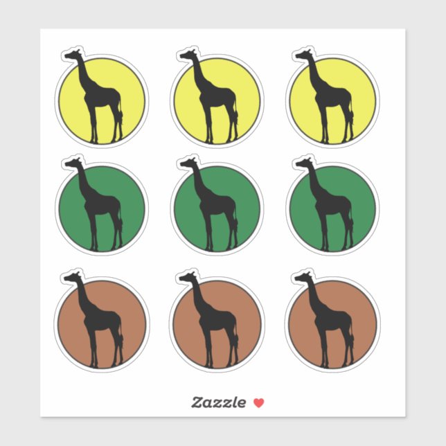 Giraffe Drawing in Yellow, Brown & Green Circles (Sheet)