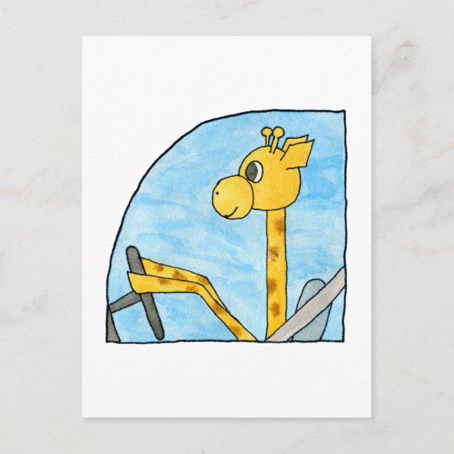 Giraffe Driving a Car. Postcard (Front)