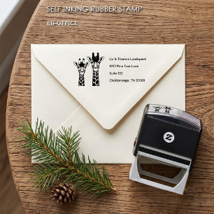 Giraffe Duo Safari for Couples Return Address Self-inking Stamp