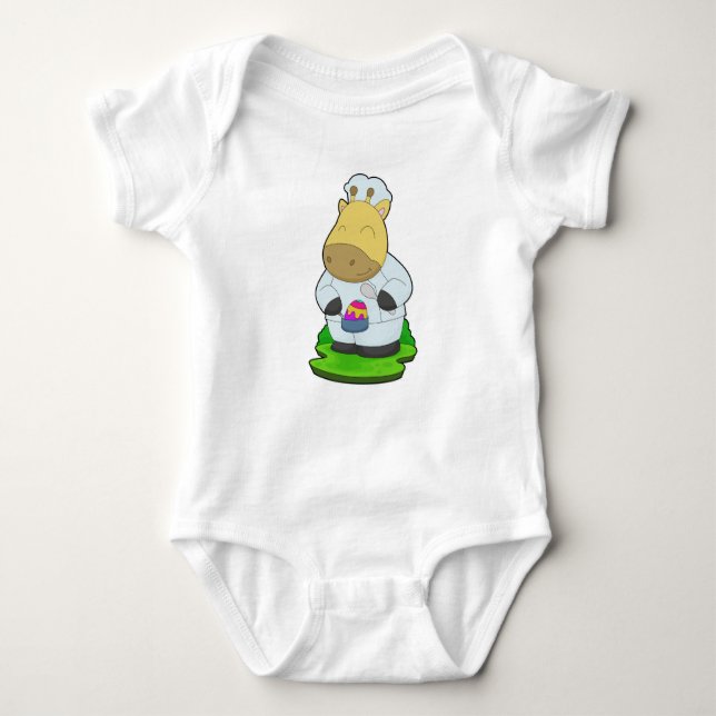 Giraffe Easter Cook Baby Bodysuit (Front)