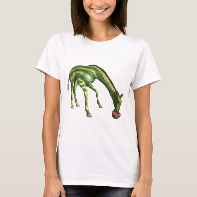 Giraffe Eating Watermelon T-Shirt (Front)