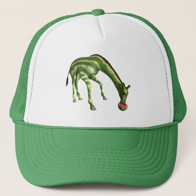 Giraffe Eating Watermelon Trucker Hat (Front)