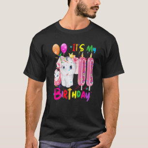 Giraffe Elephant It's My 11th Birthday Girls Eleph T-Shirt