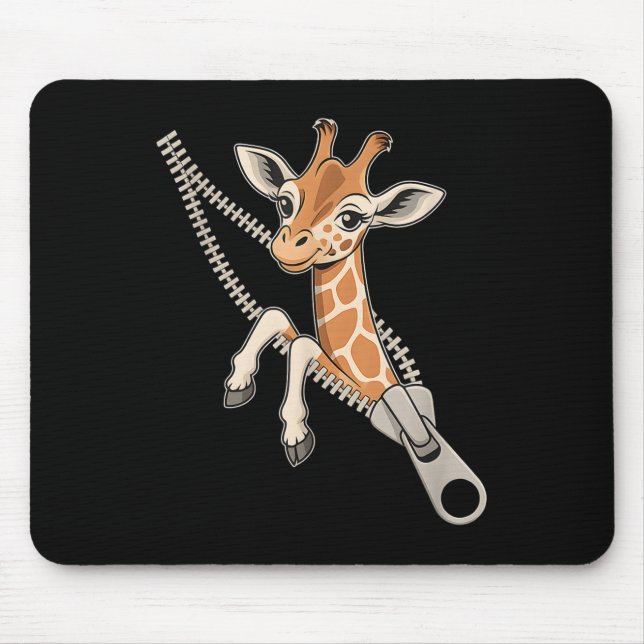 Giraffe Emerging From A Zipper  Mouse Pad (Front)