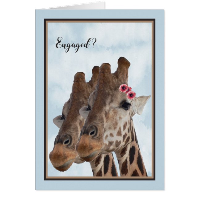 Giraffe Engagement Card, Zoo Party (Front)