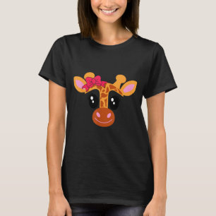 Giraffe Face Eyelashes Bow Funny Halloween Costume T-Shirt