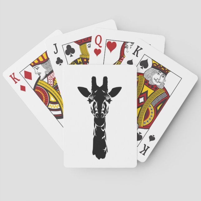 Giraffe Face Silhouette Playing Cards (Back)