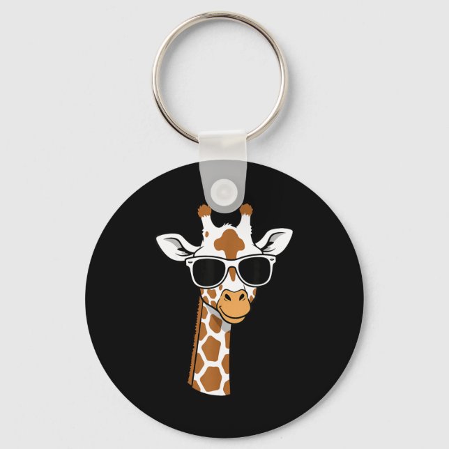 Giraffe Face Sungles Funny Giraffe For Kids  Key Ring (Front)