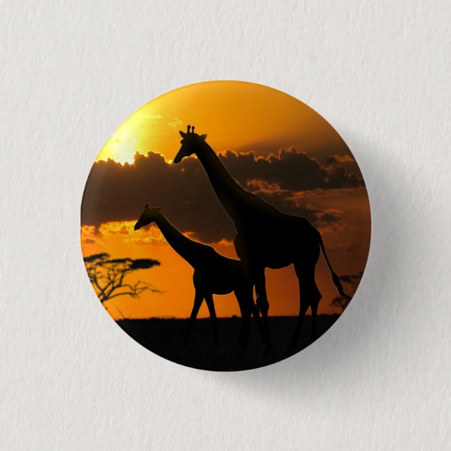 Giraffe Family 2 3 Cm Round Badge (Front)