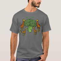 Giraffe Family Eating Broccoli Tree