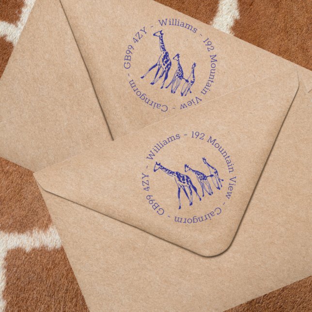 Giraffe Family Home Address Self-inking Stamp (Creator Uploaded)