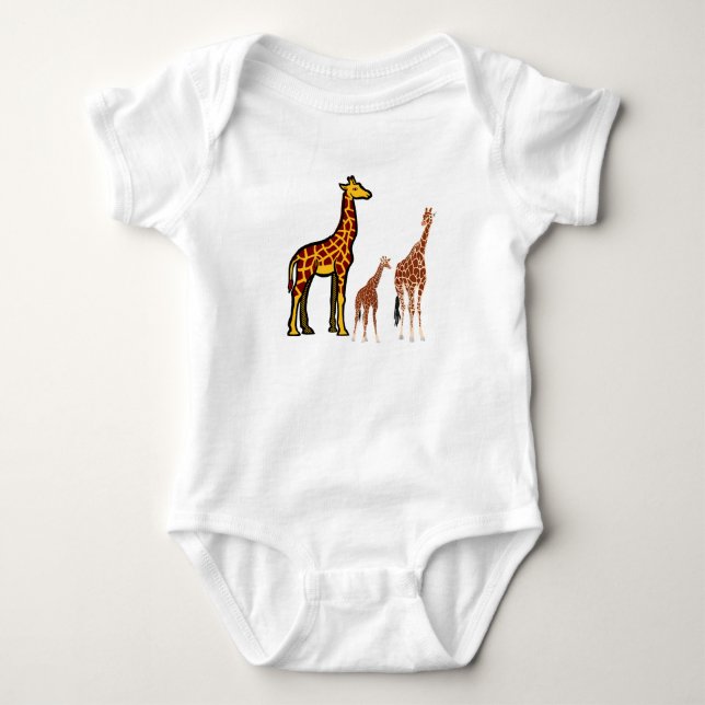 Giraffe Family Illustration Baby Bodysuit (Front)