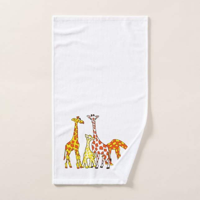 Giraffe Family In Orange and Yellow HandTowel Hand Towel (Hand Towel)