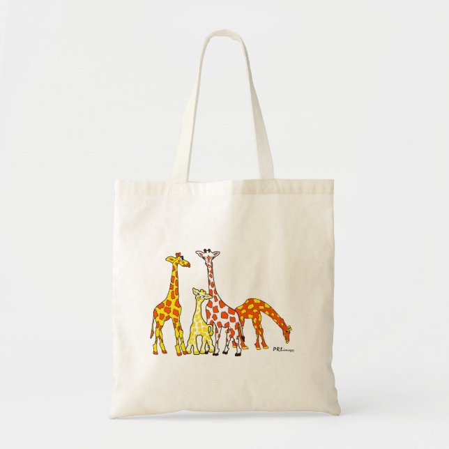 Giraffe Family In Orange and Yellow Tote Bag (Front)