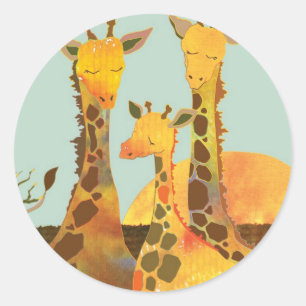 Giraffe Family Love Classic Round Sticker