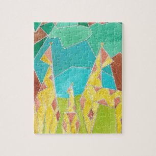 Giraffe Family Original Abstract Art Jigsaw Puzzle