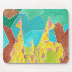 Giraffe Family Original Abstract Art Mouse Pad