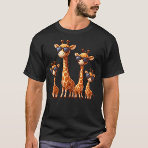Giraffe Family Sunglasses Safari Zoo Lover Cartoon T-Shirt