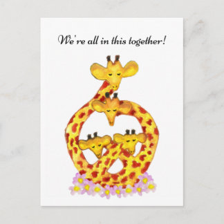 Giraffe Family - We're all in this together! Postcard