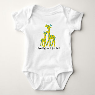 Giraffe Father Son Customisable Text Baby Bodysuit